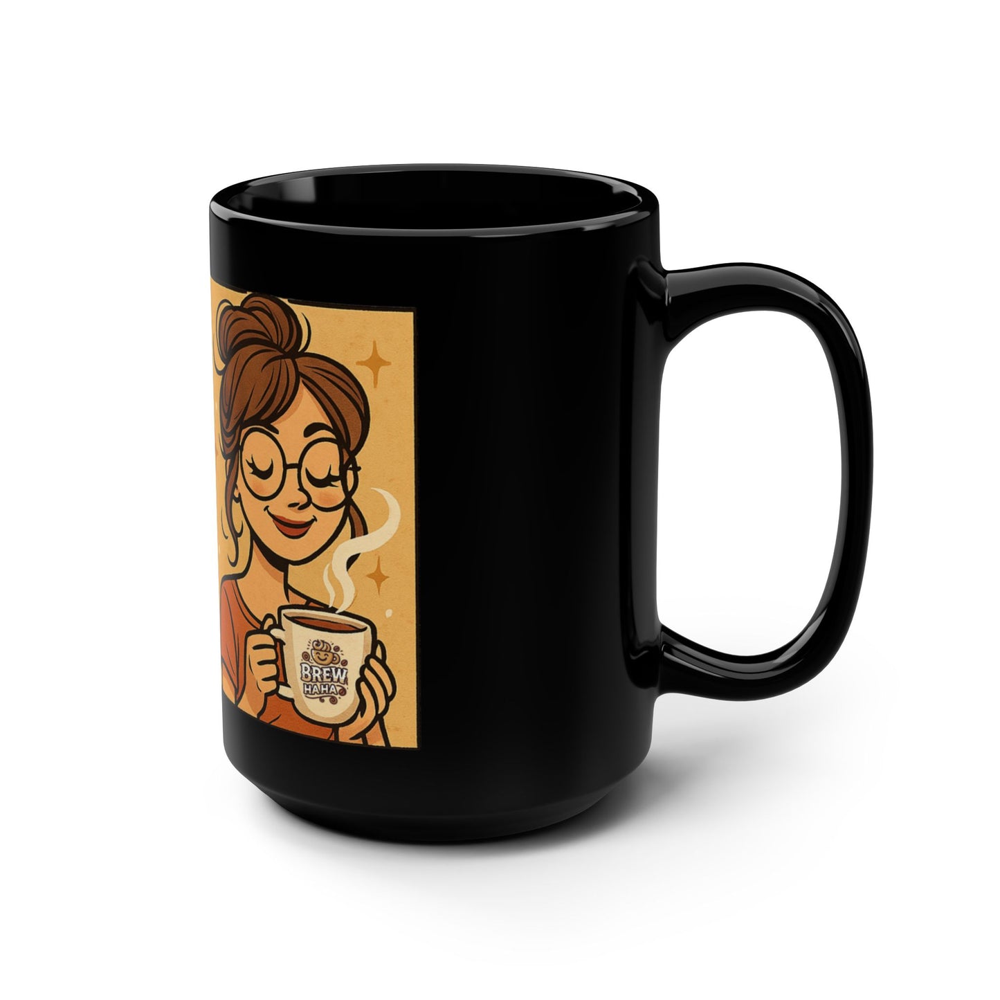 Coffee Mood Black Mug, Funny Ceramic Mug Gift for Coffee Lovers, Cute Tea Cup for Home, Office, Birthday