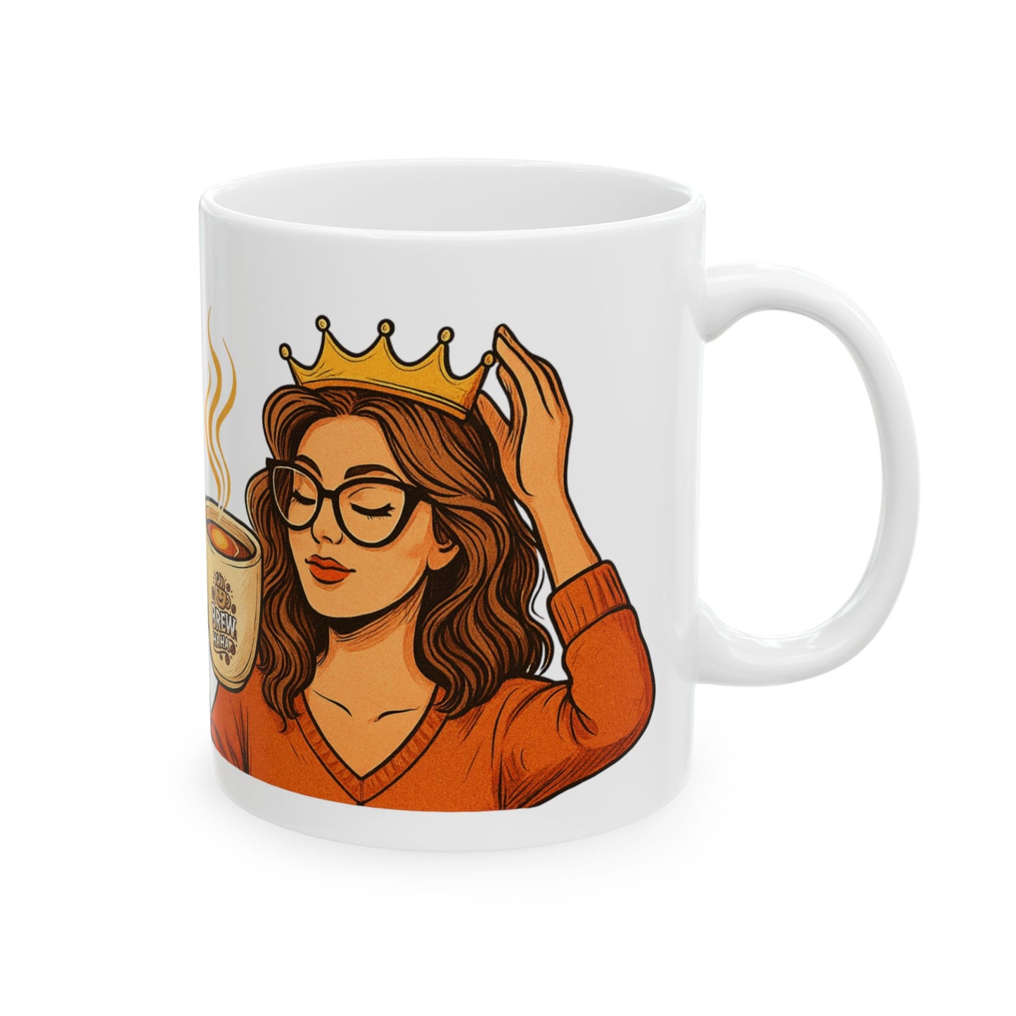 Queen of Brews Ceramic Mug | Coffee Lover Gift, Unique Tea Mug, Funny Mug, Crown Design, Birthday Gift