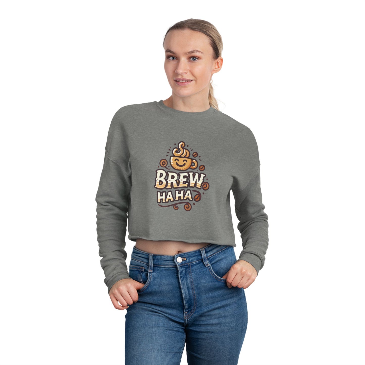 Brew Haha Cropped Sweatshirt - Cozy Fall Fashion, Funny Sweatshirts, Pumpkin Spice Lover Gift, Halloween Outfit, Autumn Apparel