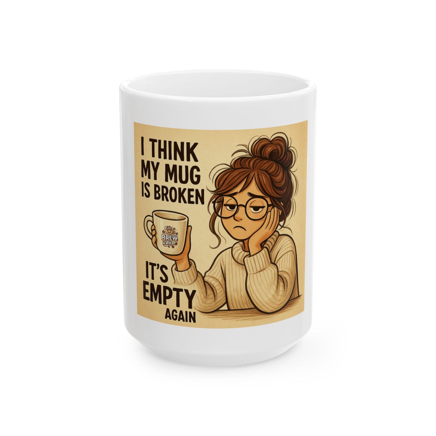 Broken Mug Ceramic Coffee Cup, Cute Gift for Coffee Lovers, Humorous Office Mug, Friendship Gift, 11oz & 15oz