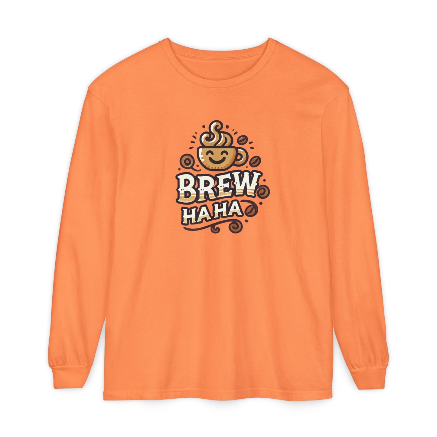Brew Haha Long Sleeve T-Shirt | Funny Coffee Shirt, Gift for Coffee Lovers, Unisex Tee, Casual Wear, Cozy Everyday Style