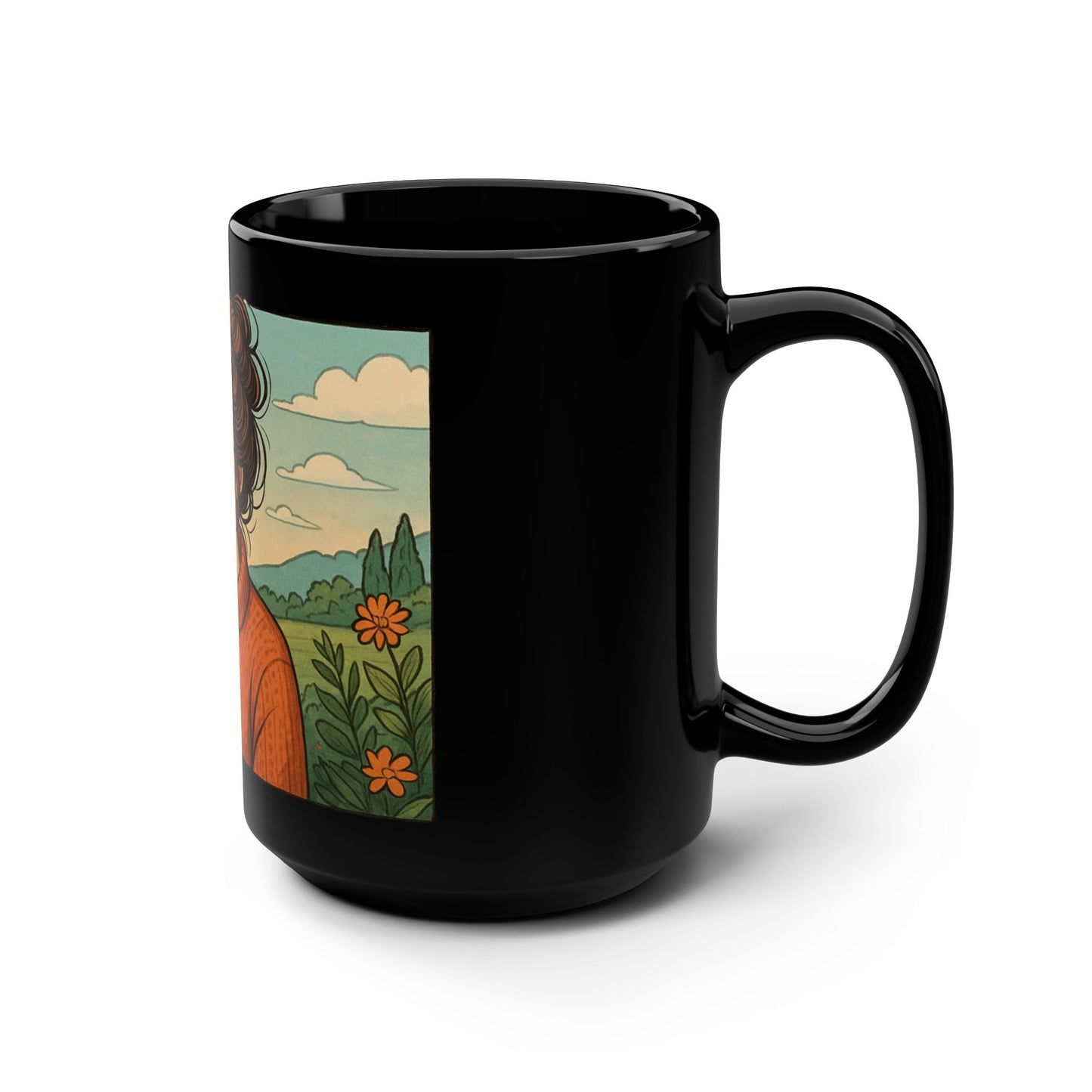 Cozy Nature Lover's Mug, Perfect for Tea or Coffee, Gift for Her, Mountain Vibes, Floral Design, 15oz