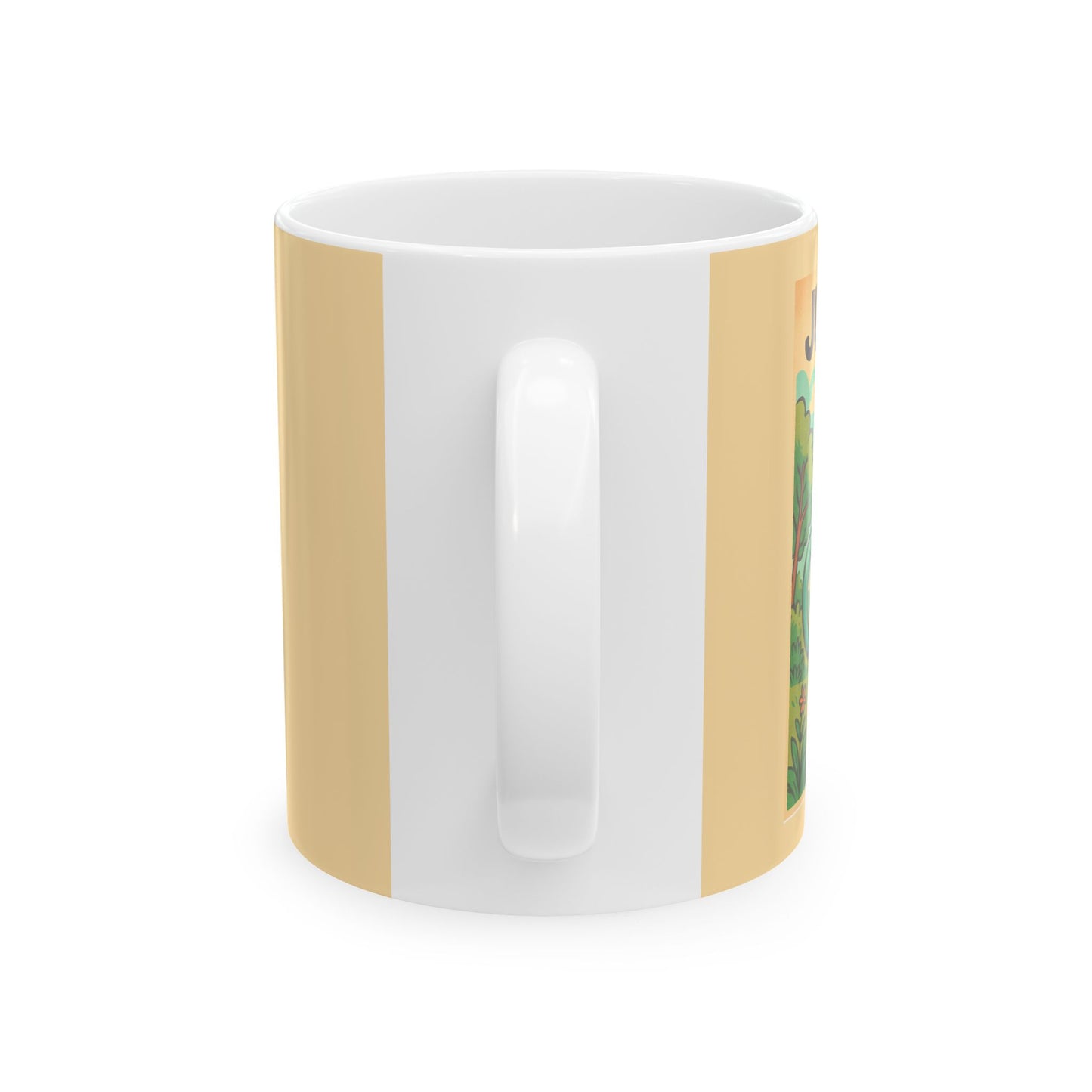 Cheerful Ceramic Mug, Coffee Lover Gift, Fun Illustrated Mug, Cute Tea Cup, Gift for Friends, Hand-Drawn Design Idea