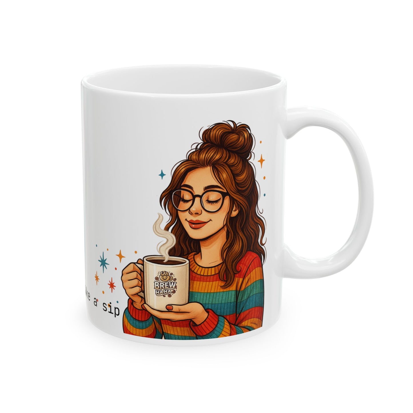 Vibrant Ceramic Mug with Whimsical Design, Coffee First. Make Your Point Later.’ – Sassy Ceramic Cup, Gift for Coffee Lovers & Coworkers