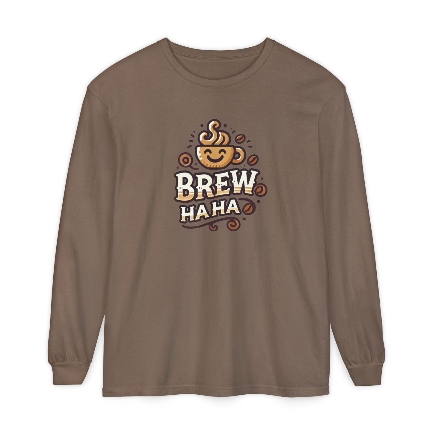 Brew Haha Long Sleeve T-Shirt | Funny Coffee Shirt, Gift for Coffee Lovers, Unisex Tee, Casual Wear, Cozy Everyday Style