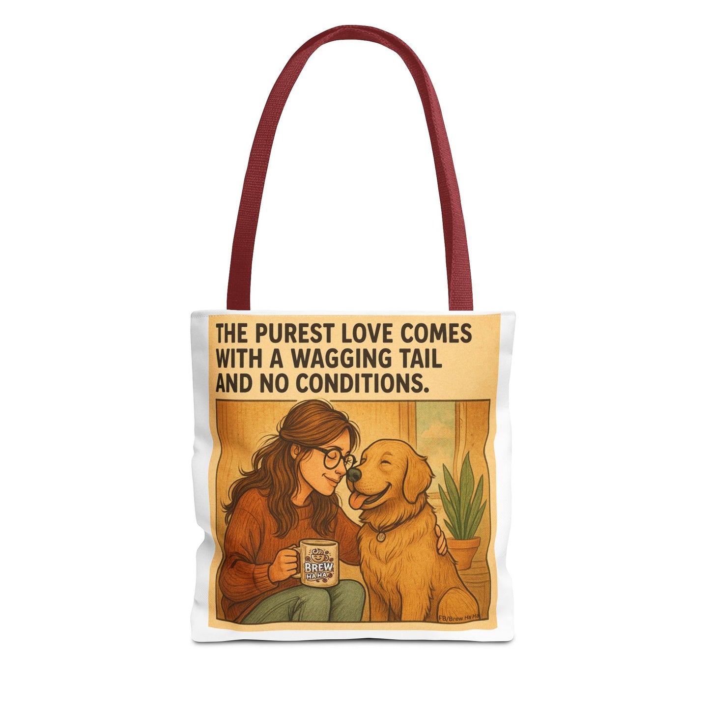 Dog Lover's Tote Bag - The Purest Love Comes with a Wagging Tail, Pet Lover Gift, Dog Mom Tote, Eco-Friendly Bag, Funny Animal Print