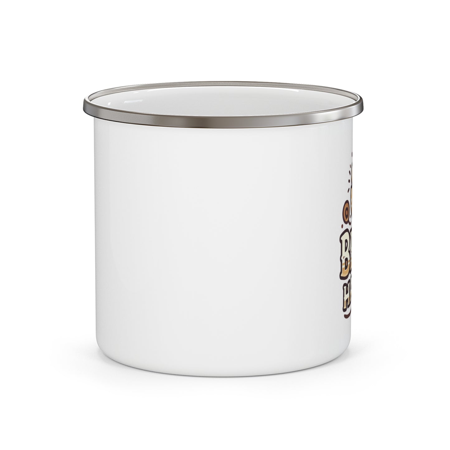 Whimsical Enamel Camping Mug - Brew Haha, Coffee Lover Gift, Outdoorsy Vibe, Adventure Companion, Campfire Essential