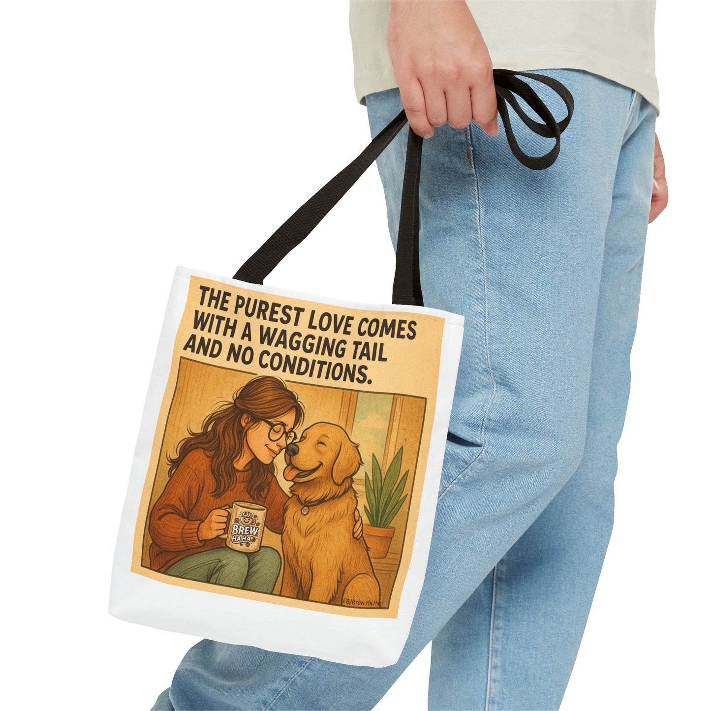 Dog Lover's Tote Bag - The Purest Love Comes with a Wagging Tail, Pet Lover Gift, Dog Mom Tote, Eco-Friendly Bag, Funny Animal Print
