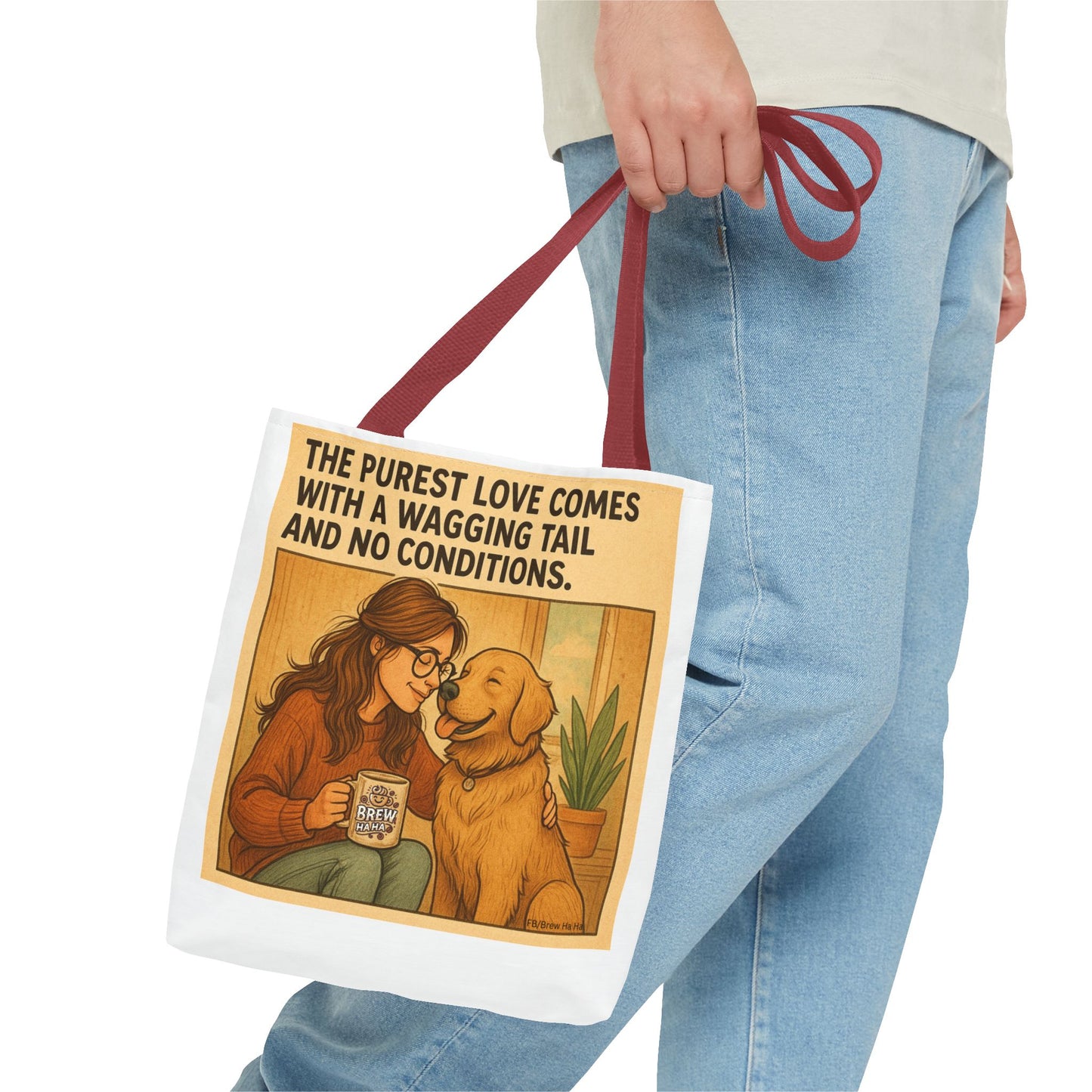 Dog Lover's Tote Bag - The Purest Love Comes with a Wagging Tail, Pet Lover Gift, Dog Mom Tote, Eco-Friendly Bag, Funny Animal Print