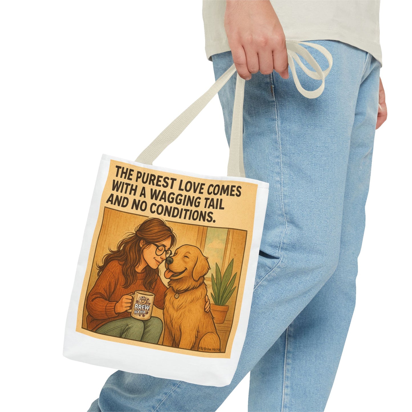 Dog Lover's Tote Bag - The Purest Love Comes with a Wagging Tail, Pet Lover Gift, Dog Mom Tote, Eco-Friendly Bag, Funny Animal Print