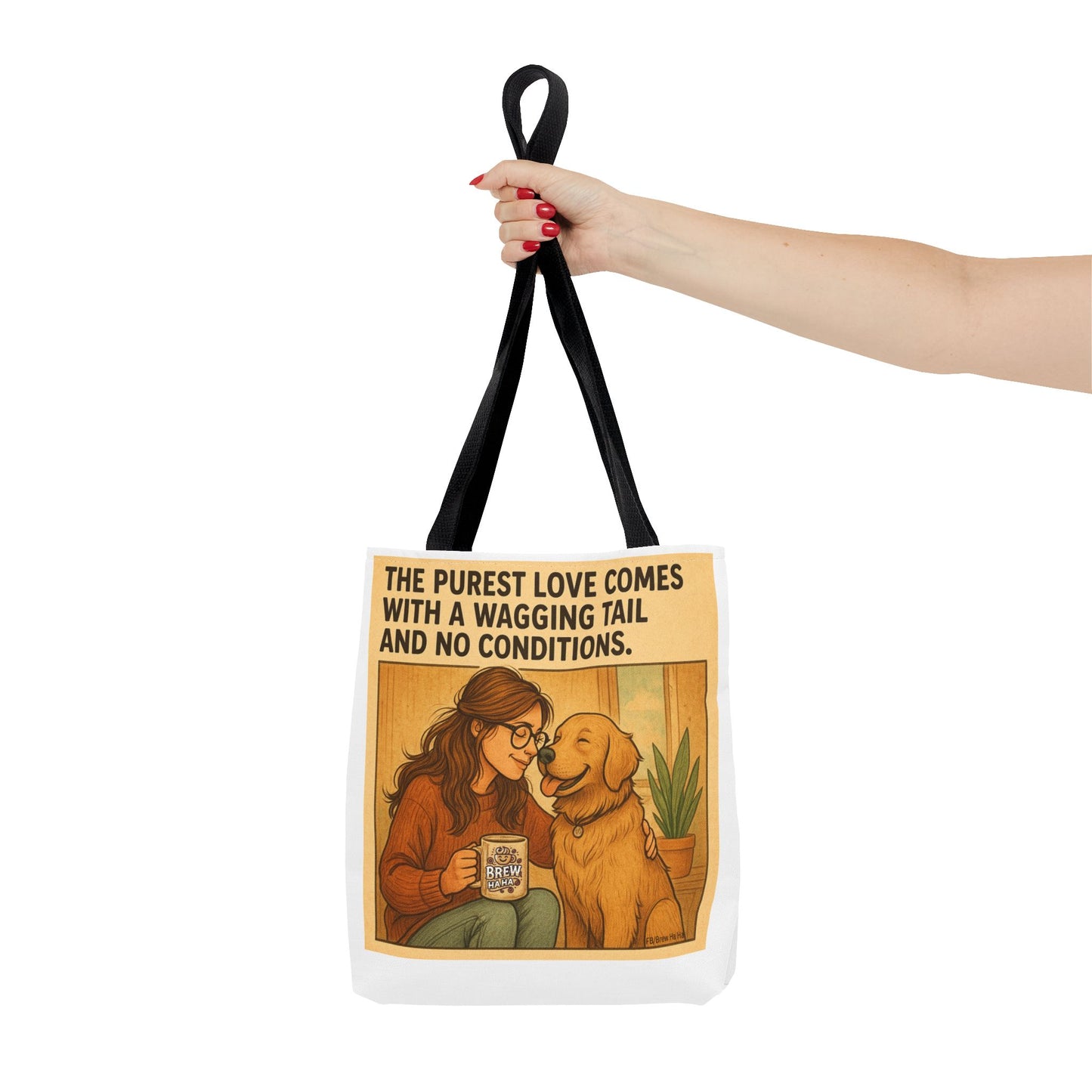 Dog Lover's Tote Bag - The Purest Love Comes with a Wagging Tail, Pet Lover Gift, Dog Mom Tote, Eco-Friendly Bag, Funny Animal Print