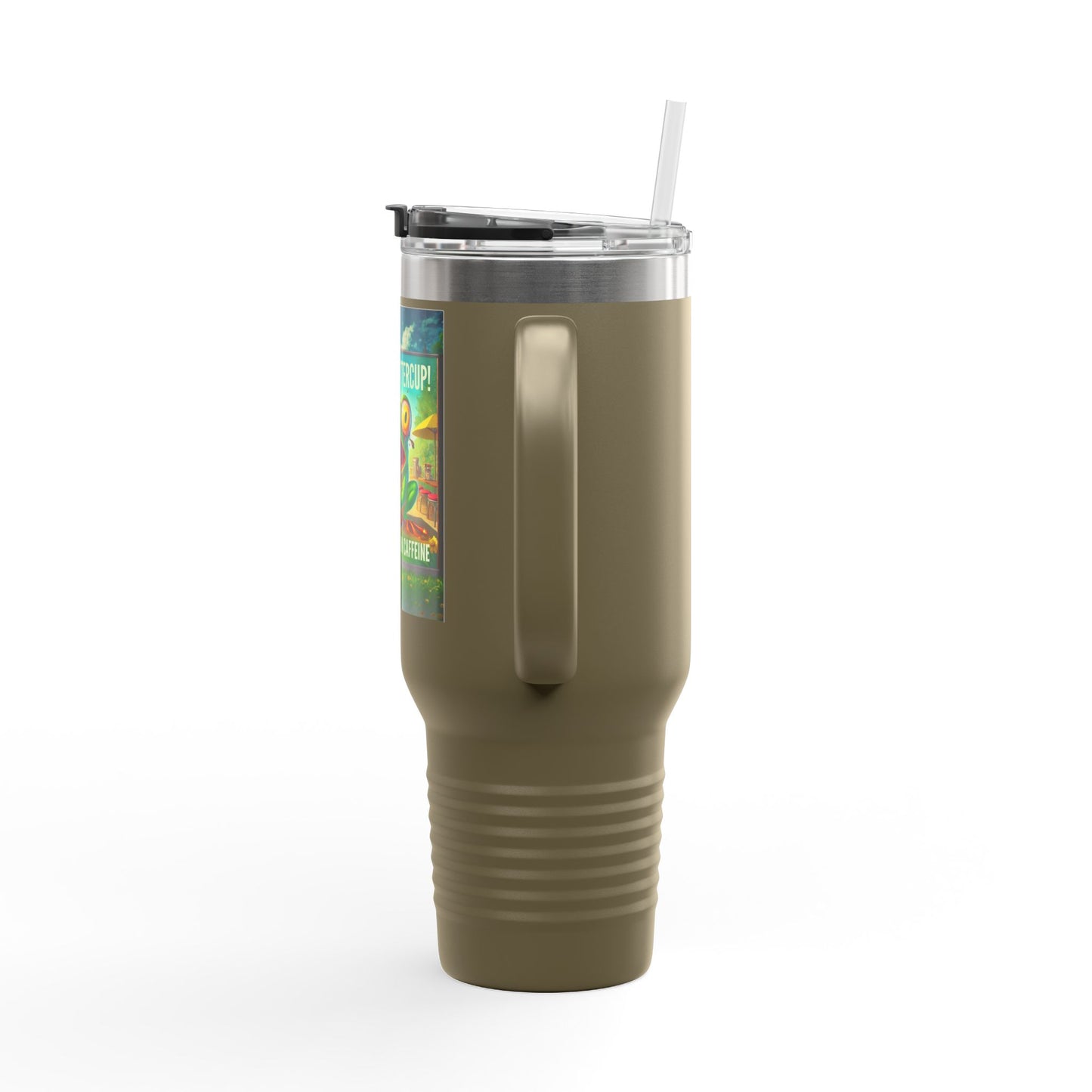 Funny Insulated Travel Mug - 40oz Caffeine Frog Design for Coffee Lovers