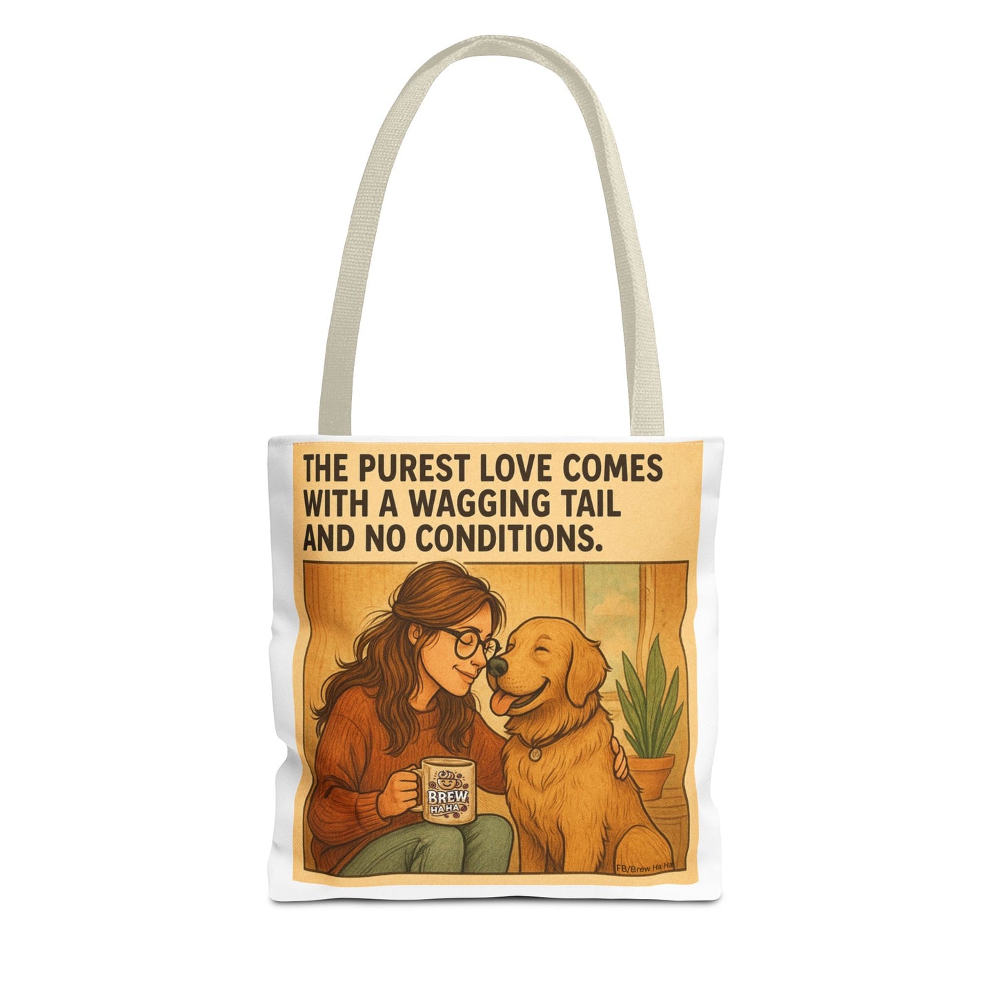Dog Lover's Tote Bag - The Purest Love Comes with a Wagging Tail, Pet Lover Gift, Dog Mom Tote, Eco-Friendly Bag, Funny Animal Print