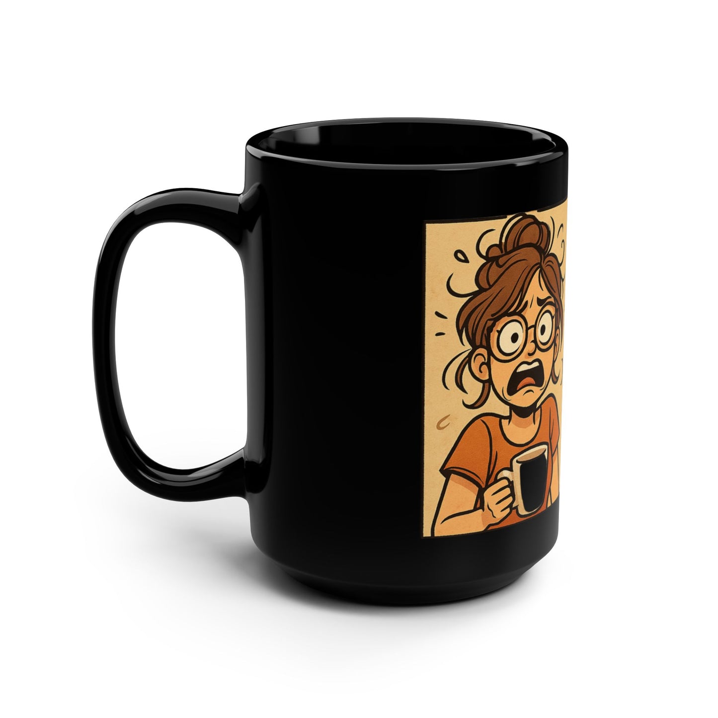 Coffee Mood Black Mug, Funny Ceramic Mug Gift for Coffee Lovers, Cute Tea Cup for Home, Office, Birthday
