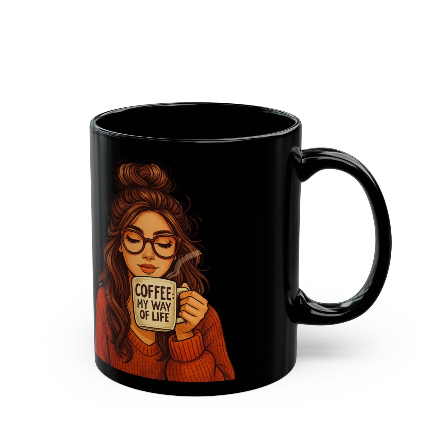 Coffee Lover's Black Mug - Cozy Vibes, Gift for Friends, Inspirational Cup, Coffee Time, Unique Drinkware
