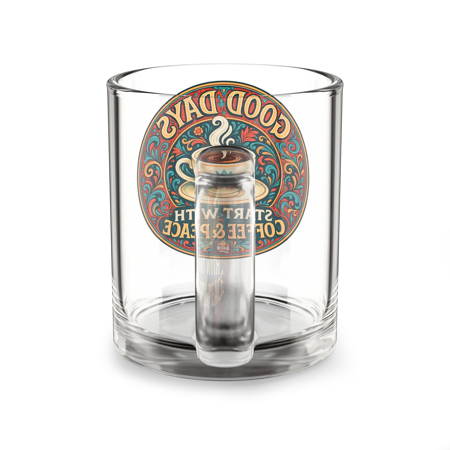 Clear Coffee Mug - 'Good Days Start with Coffee & Peace' - Perfect Gift for Coffee Lovers, Home Decor, Relaxation