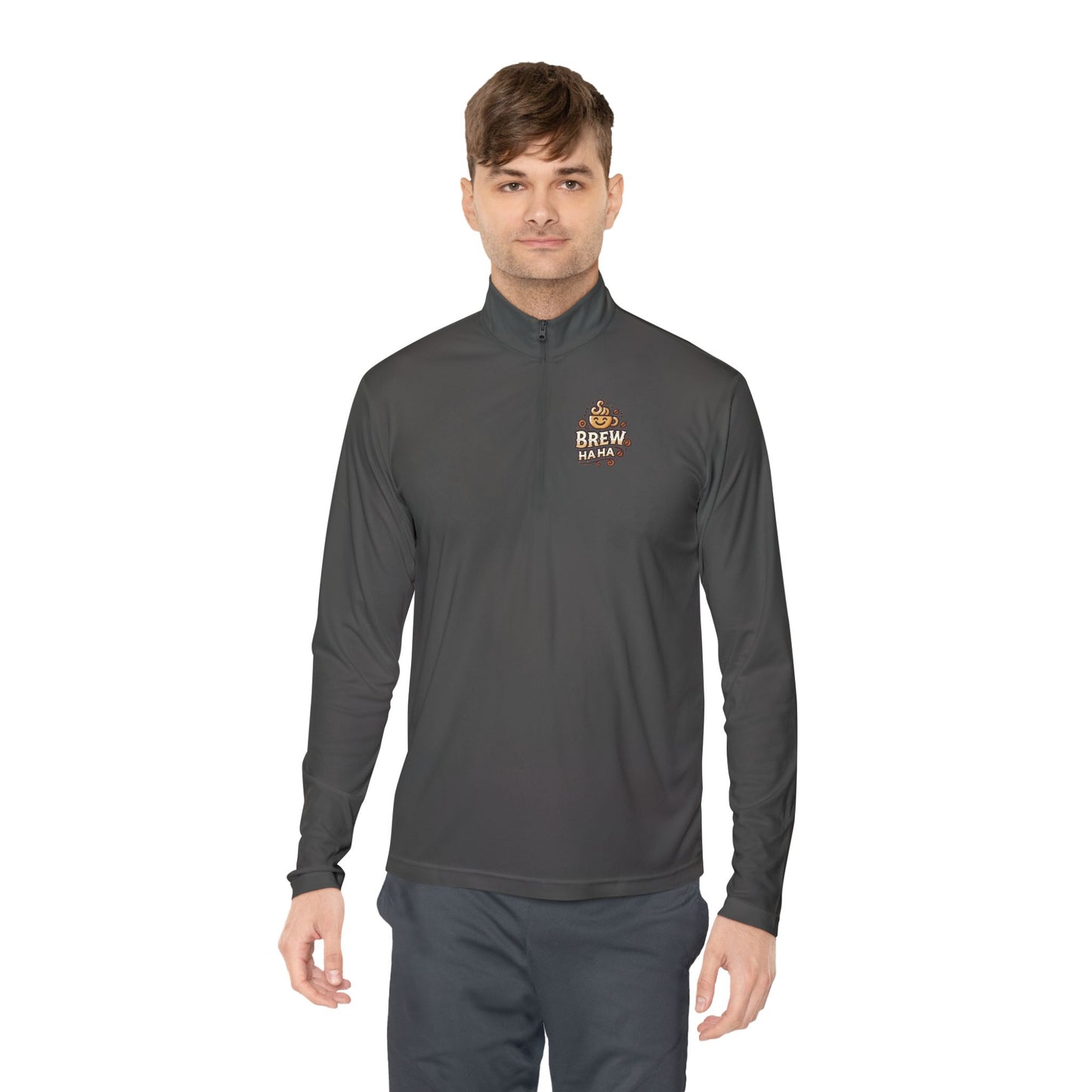 Cozy Quarter-Zip Pullover, Casual Wear, Gifts for Coffee Lovers, Fall Fashion, Unisex Style, Brew Crew Pullover
