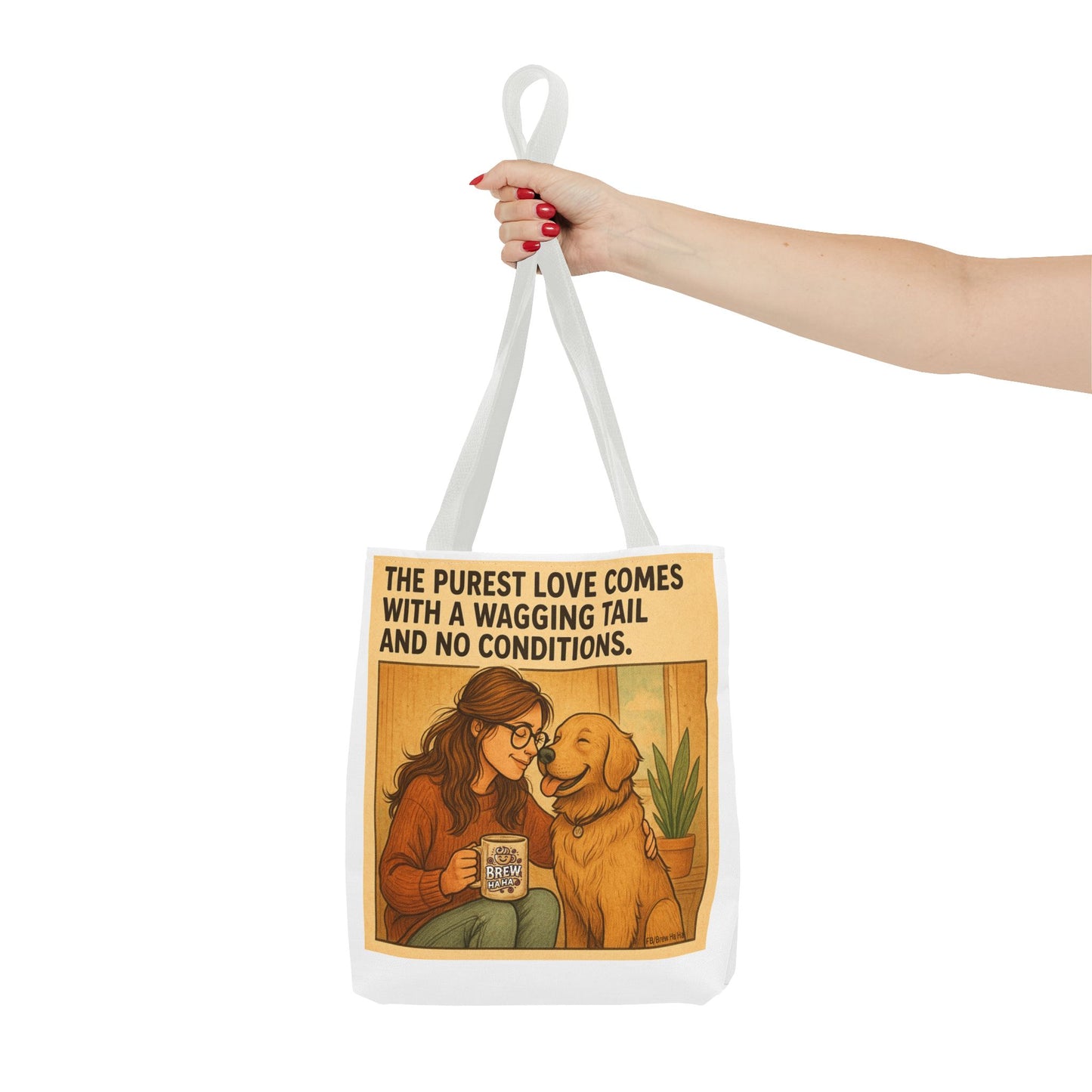 Dog Lover's Tote Bag - The Purest Love Comes with a Wagging Tail, Pet Lover Gift, Dog Mom Tote, Eco-Friendly Bag, Funny Animal Print