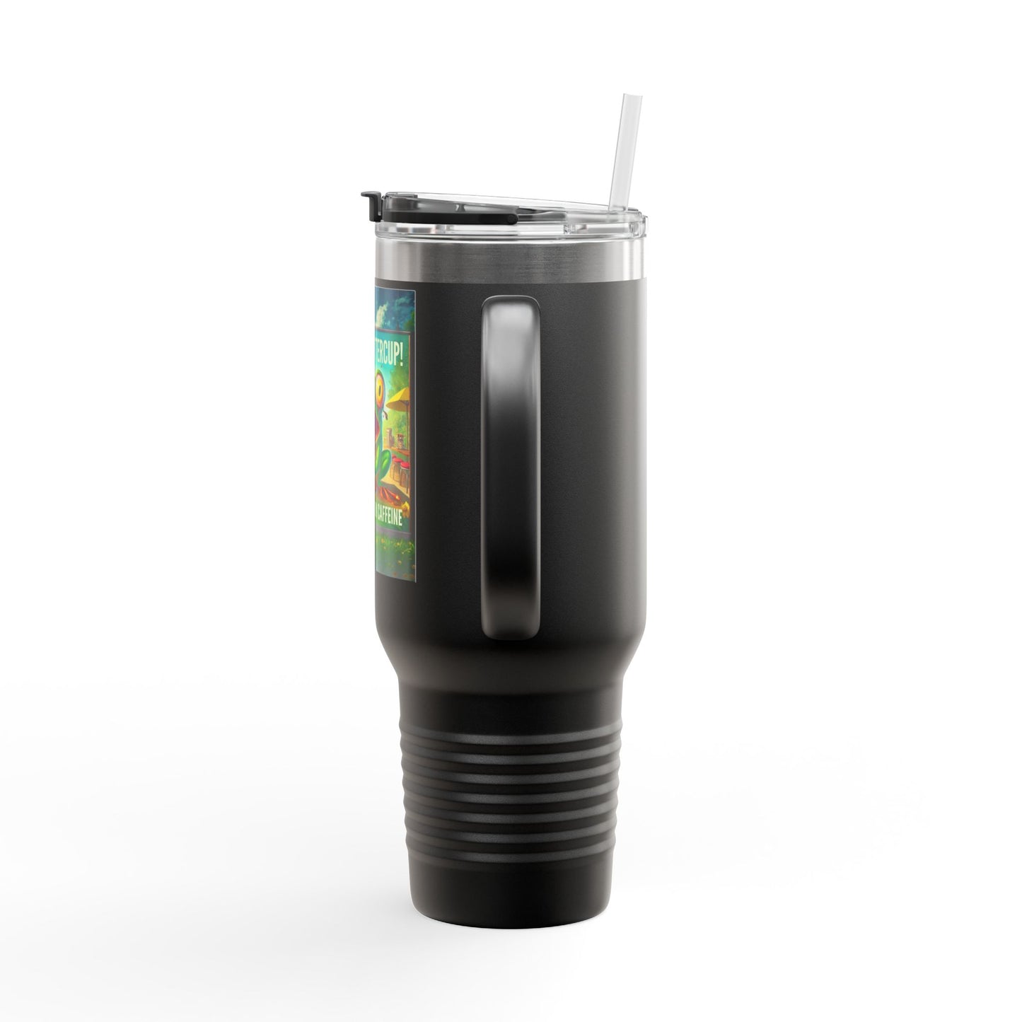 Funny Insulated Travel Mug - 40oz Caffeine Frog Design for Coffee Lovers