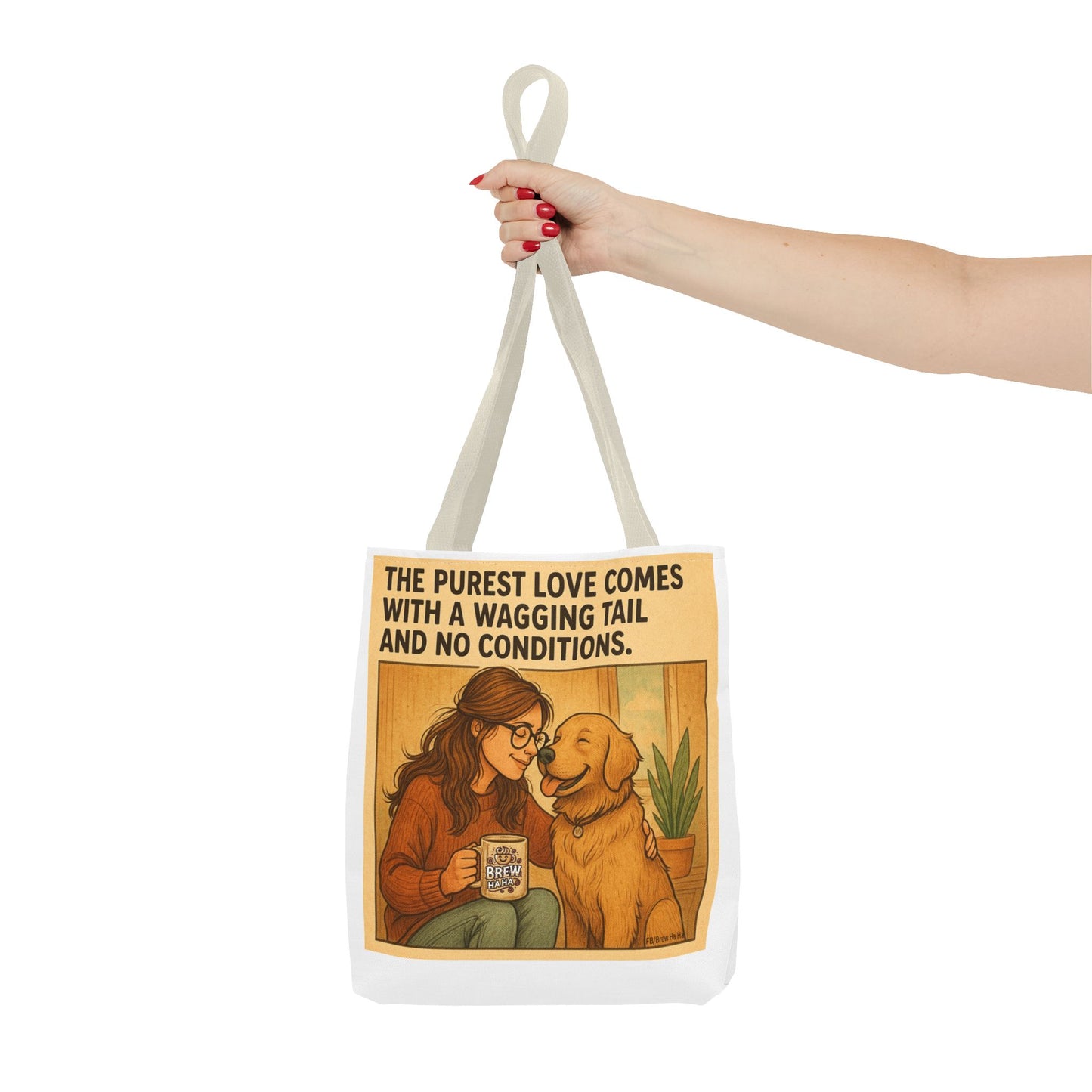 Dog Lover's Tote Bag - The Purest Love Comes with a Wagging Tail, Pet Lover Gift, Dog Mom Tote, Eco-Friendly Bag, Funny Animal Print