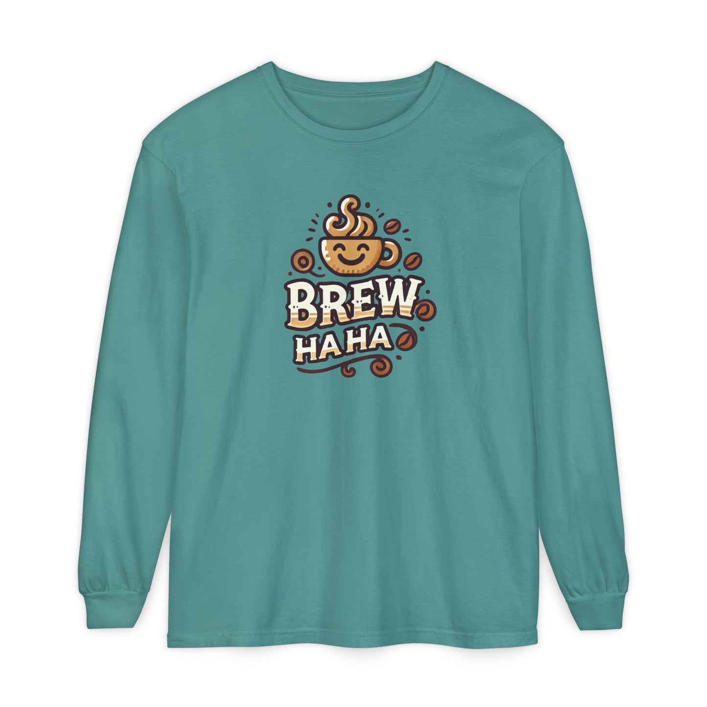 Brew Haha Long Sleeve T-Shirt | Funny Coffee Shirt, Gift for Coffee Lovers, Unisex Tee, Casual Wear, Cozy Everyday Style