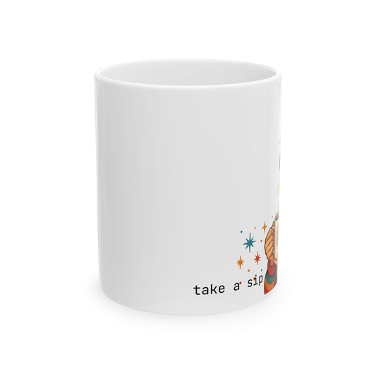 Vibrant Ceramic Mug with Whimsical Design, Coffee First. Make Your Point Later.’ – Sassy Ceramic Cup, Gift for Coffee Lovers & Coworkers