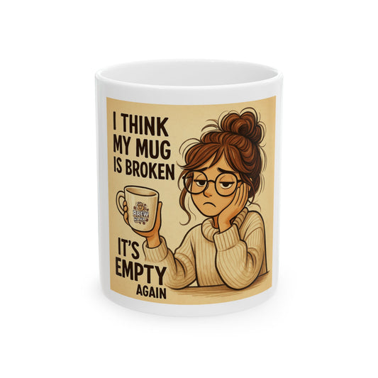 Broken Mug Ceramic Coffee Cup, Cute Gift for Coffee Lovers, Humorous Office Mug, Friendship Gift, 11oz & 15oz