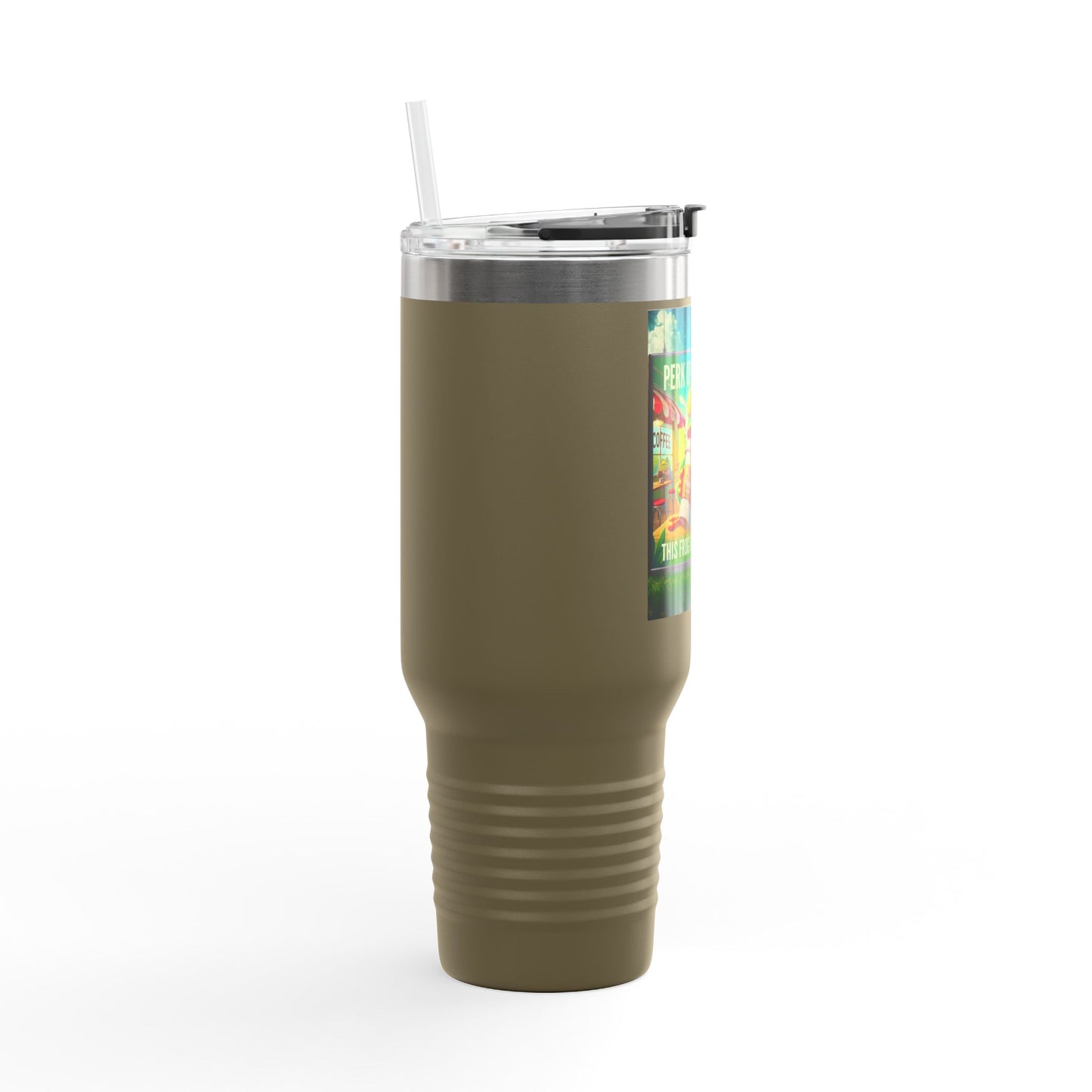 Funny Insulated Travel Mug - 40oz Caffeine Frog Design for Coffee Lovers