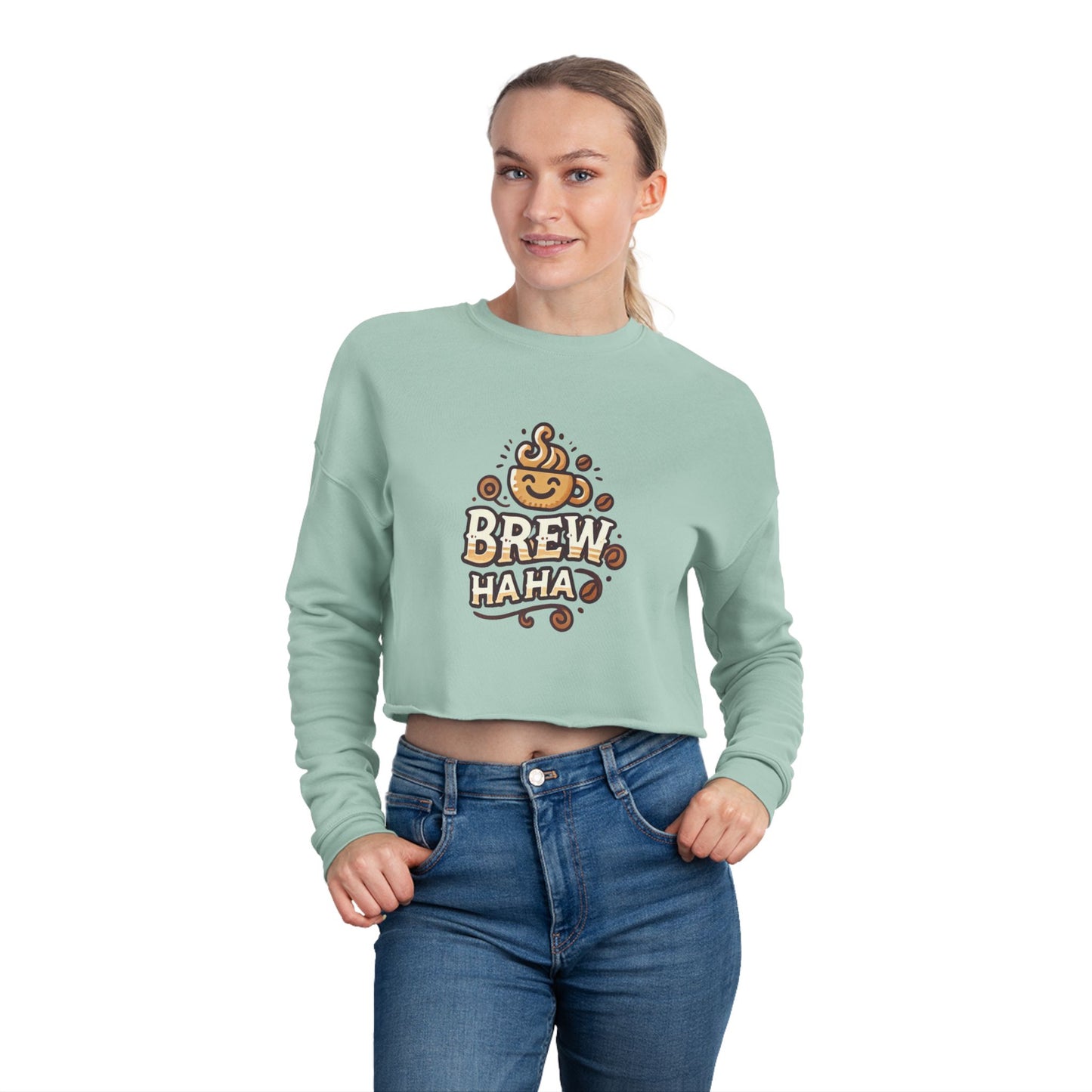 Brew Haha Cropped Sweatshirt - Cozy Fall Fashion, Funny Sweatshirts, Pumpkin Spice Lover Gift, Halloween Outfit, Autumn Apparel