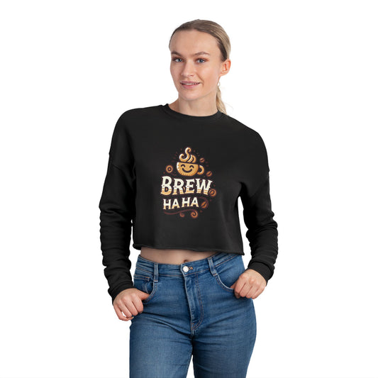 Brew Haha Cropped Sweatshirt - Cozy Fall Fashion, Funny Sweatshirts, Pumpkin Spice Lover Gift, Halloween Outfit, Autumn Apparel