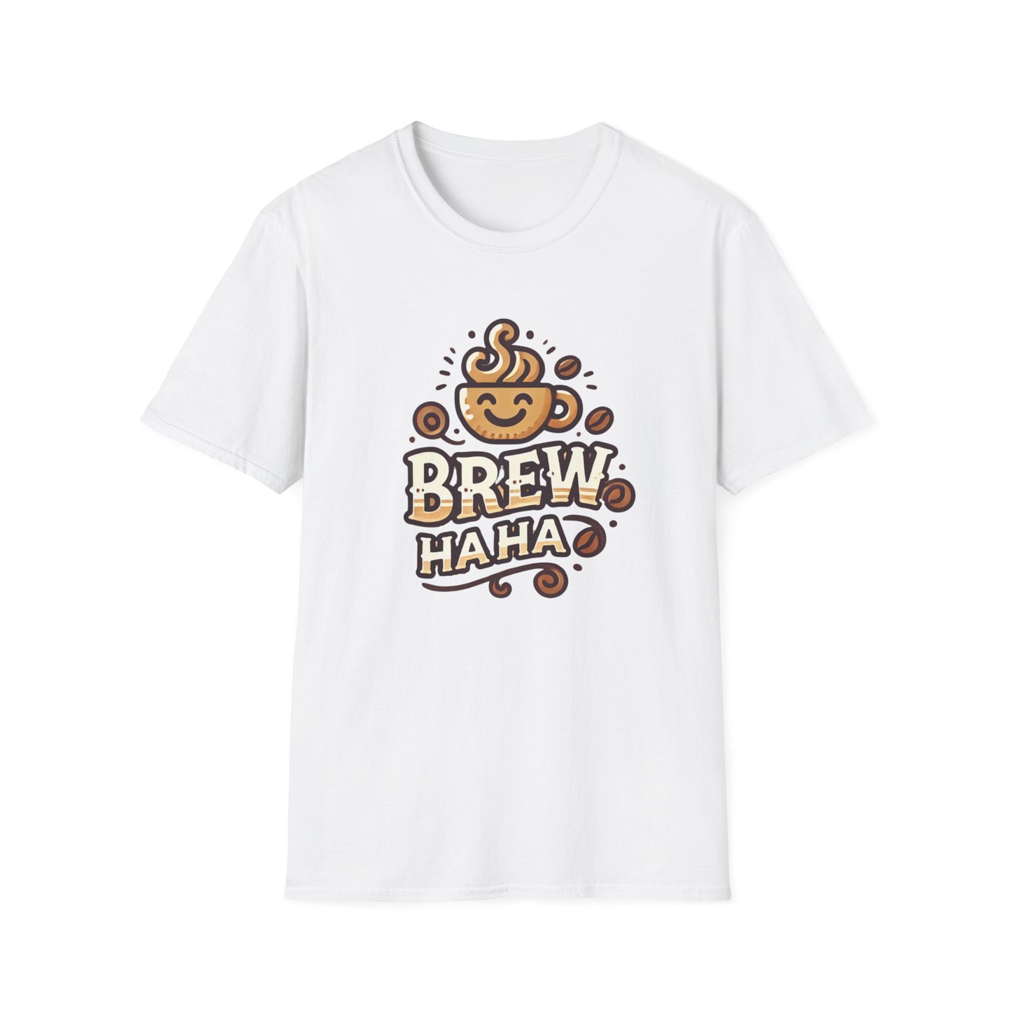 Funny Coffee Lover T-Shirt, Brew Haha Tee, Gift for Barista, Unisex Softstyle Shirt, Coffee Mug Design, Casual Wear