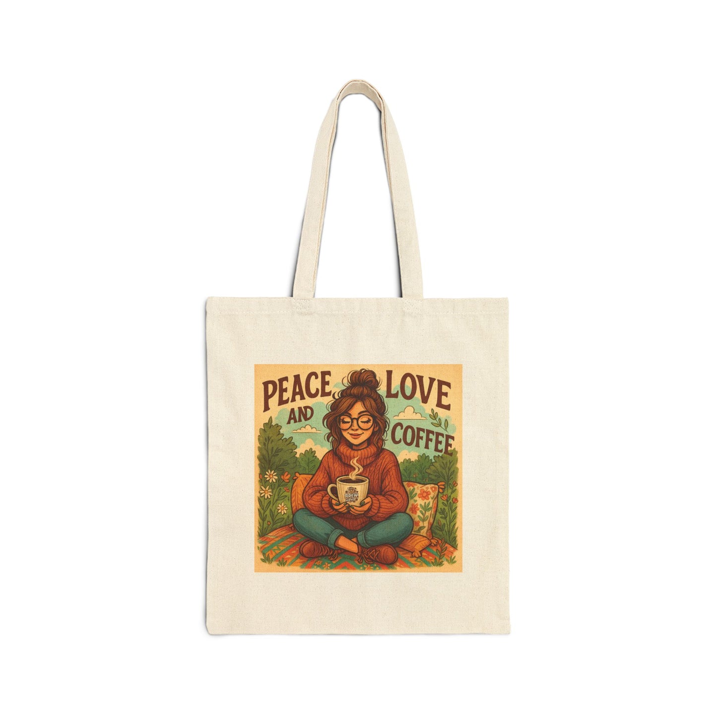 Peace, Love, and Coffee Canvas Tote Bag - Eco-Friendly Shopper, Gift for Coffee Lovers, Reusable Tote, Everyday Use, Perfect for Groceries