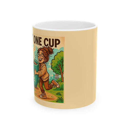 Cheerful Ceramic Mug, Coffee Lover Gift, Fun Illustrated Mug, Cute Tea Cup, Gift for Friends, Hand-Drawn Design Idea