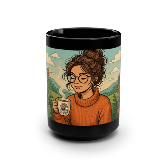 Cozy Nature Lover's Mug, Perfect for Tea or Coffee, Gift for Her, Mountain Vibes, Floral Design, 15oz