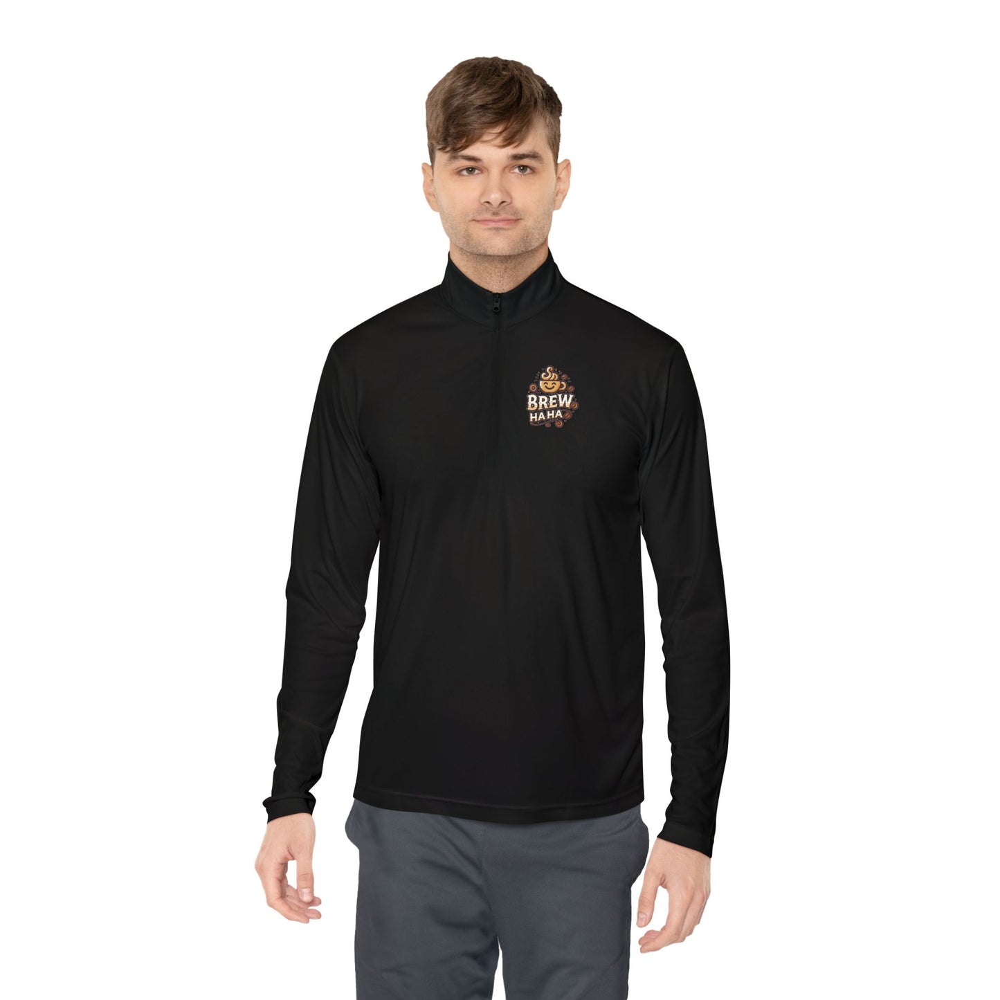 Cozy Quarter-Zip Pullover, Casual Wear, Gifts for Coffee Lovers, Fall Fashion, Unisex Style, Brew Crew Pullover