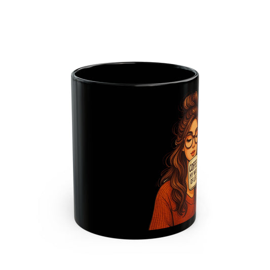 Coffee Lover's Black Mug - Cozy Vibes, Gift for Friends, Inspirational Cup, Coffee Time, Unique Drinkware