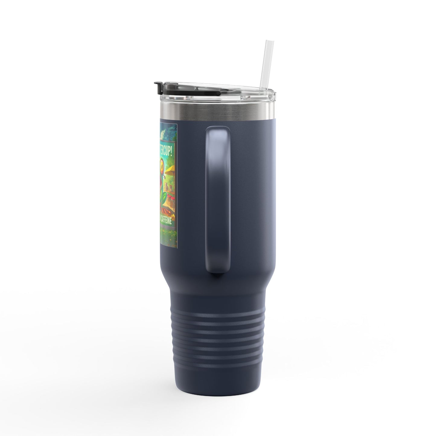 Funny Insulated Travel Mug - 40oz Caffeine Frog Design for Coffee Lovers